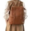 Natural Real Cow Leather Women Backpacks Crazy Horse Leather Schoolbag Daily 12.9 Inch Laptop Backpack Top Quality Handcraft Bag 1