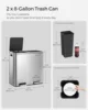 Trash Can, 2 x 8 Gallon (2 x 30 L) Garbage Can for Kitchen, with 15 Trash Bags, 2 Compartments, Plastic Inner Buckets and Hinged 5