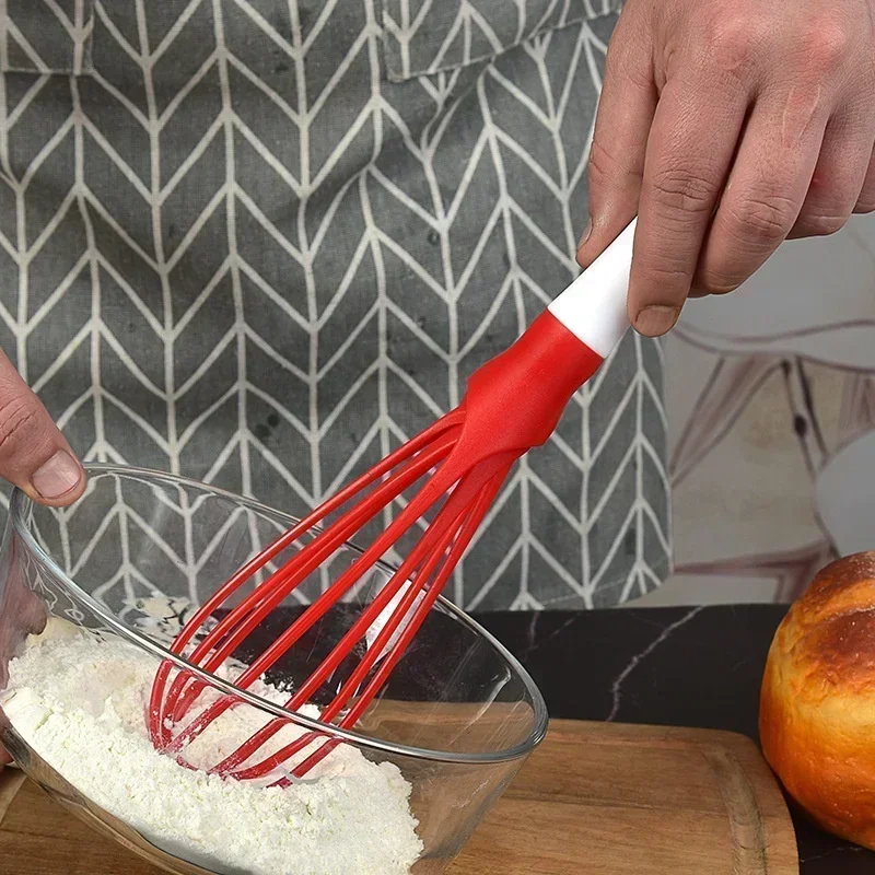 1pcs Multifunctional Rotary Manual Egg Beater Mixer Mini Plastic Kitchen Egg Whisk Bake Tool Agitator Silicone Eco-Friendly