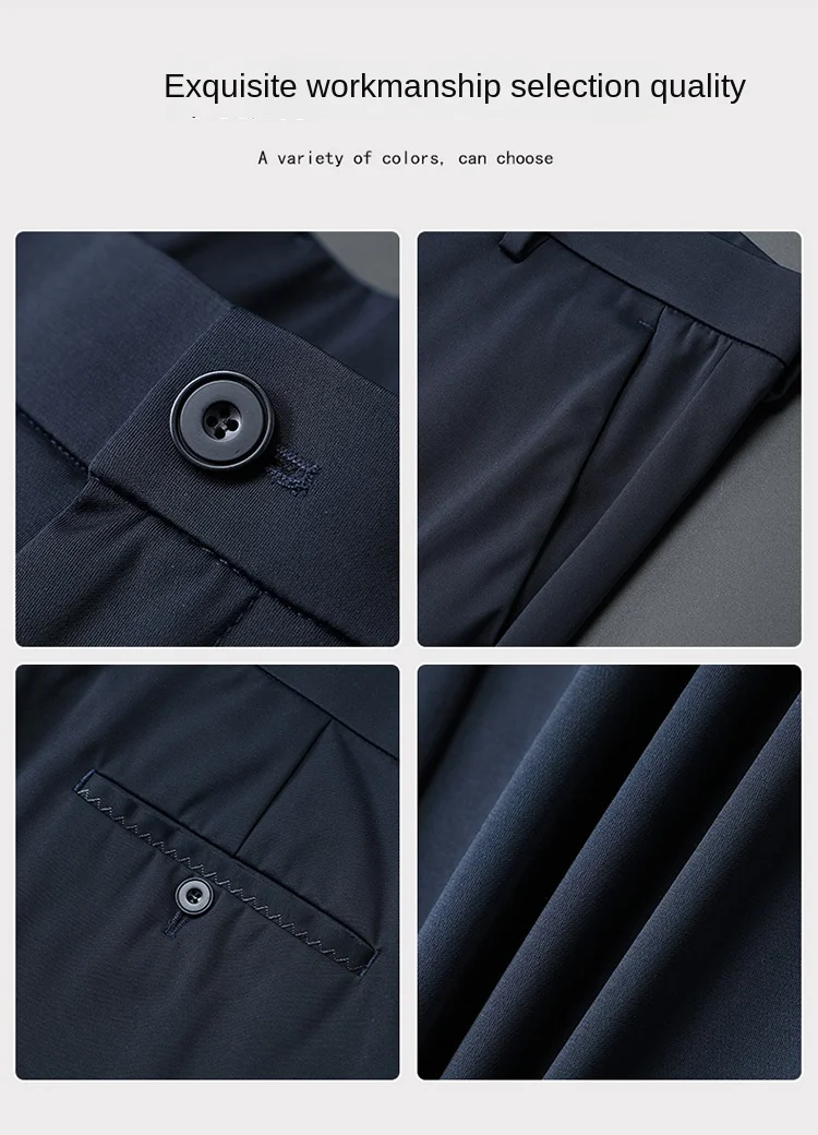 Description Picture 5 of itemIce Silk Business Casual Pants Men's Summer Thin Suit Pants Stretch Youth Daily Office Breathable Business Trousers