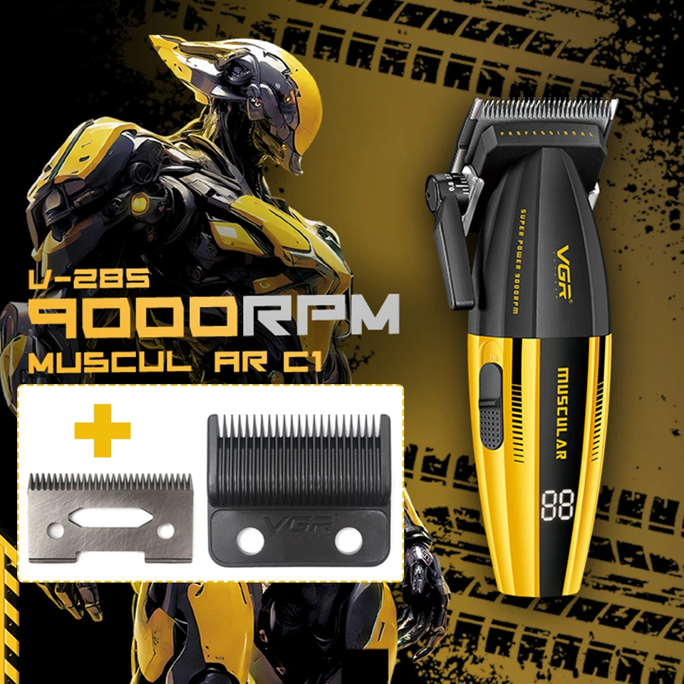 VGR V-285 9000RPM Professional Hair Clipper for Men LED Display