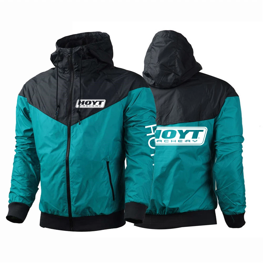 

2023 HOYT Archery Huntinger Bows Printed Men Windbreaker Jacket Spring Autumn Hooded Outdoor Waterproof Sport Outwear Hoodies