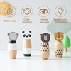 Wooden Montessori Toys Creative Cartoon Animal Bear Shaped Knob Screw Rattles Block Toys Kid Early Educational Puzzle Toys Gifts 5