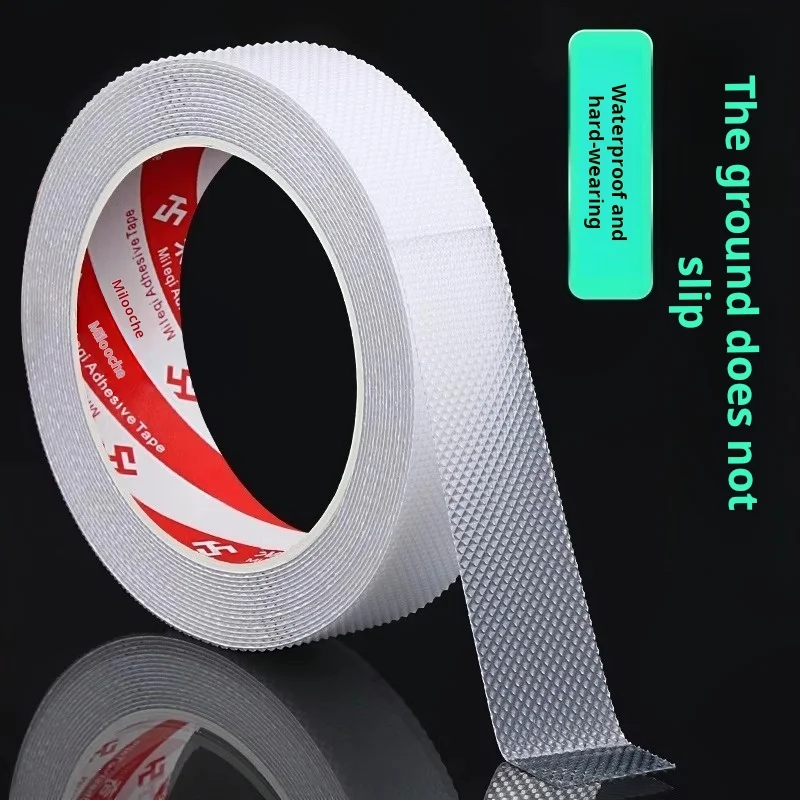 Transparent Silicone Anti-Slip Grip Pad - Self-Adhesive, Wear-Resistant, Waterproof with Grid Pattern