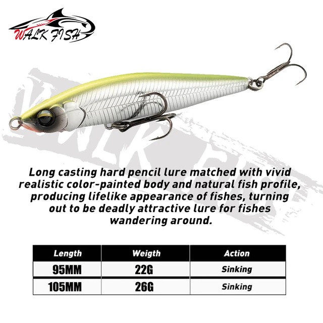 WALK FISH 1PCS Sinking Pencil Fishing Lure 22g 26g Long Casting Pike Bass Trout  Artificial Hart Baits Fishing Tackle Pesca - AliExpress