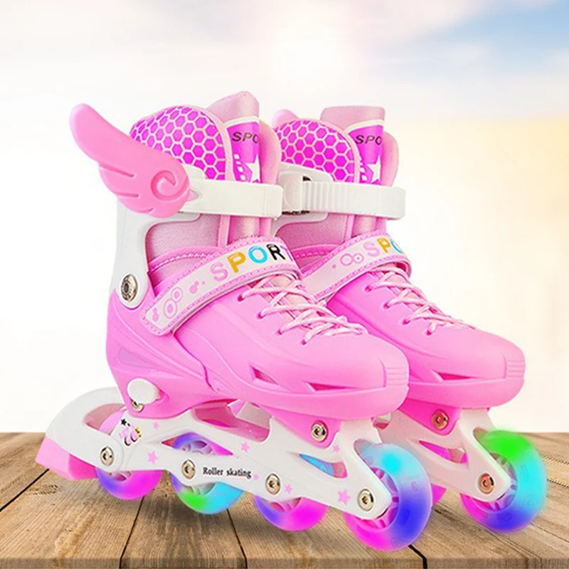 KidsInlineRollerSkatesFullSetWithKneeElbowPadsHelmet