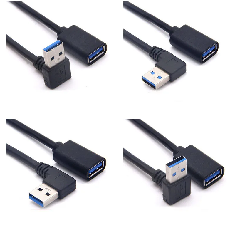 USB 3.0 Angle 90-Degree Extension Cable Adapter - Male to Female
