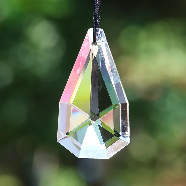 Suspension de lustre à prisme à facettes en cristal de verre en
