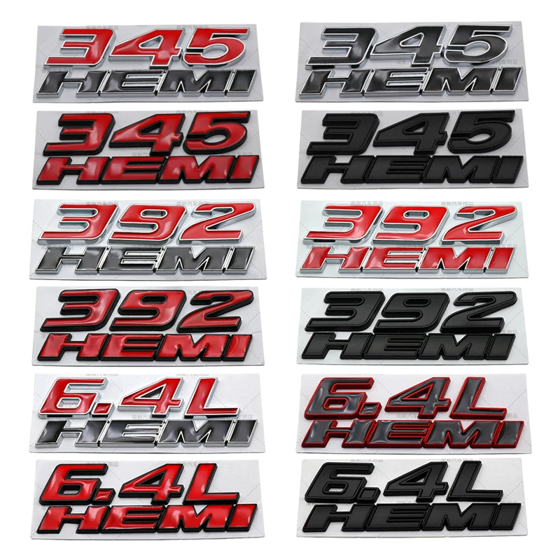 

Metal 392 Hemi 6.4L Hemi Badge 345 Hemi Emblem Car Stickers For Charger SRT Caravan Durango Caliber Journey Challenger Avenger