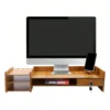 Computer Monitor Stand with Lock, 2 Keys Desktop Laptop Rack with Drawers, with Phone Holder, Wood 3