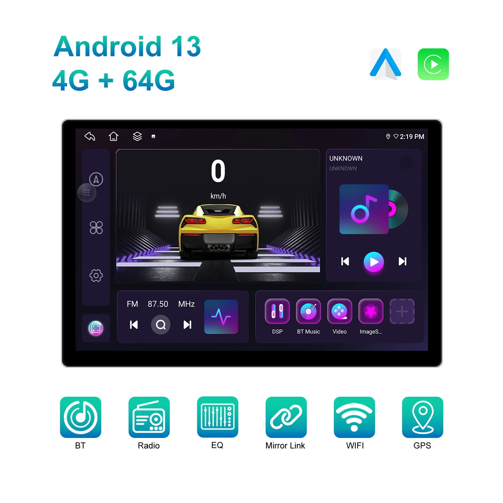 

Автомагнитола LeeKooLuu, 13,1 дюйма, 8 ядер, 4 + 64 ГБ, Android 13