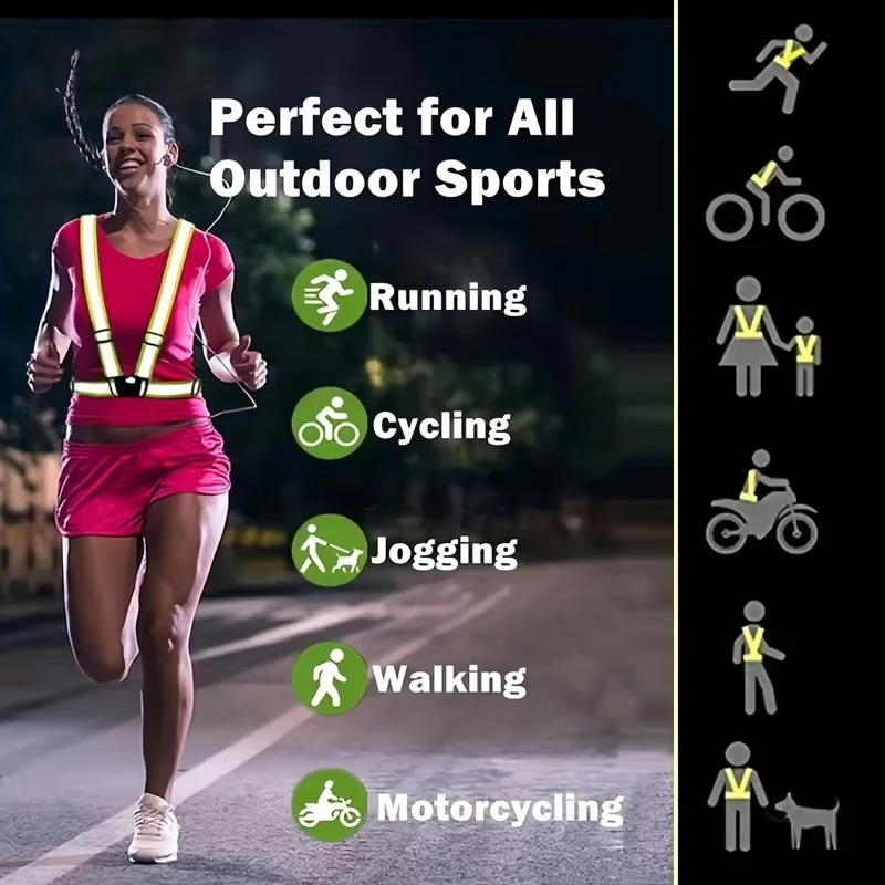 Cycling Reflective Vest High Visibility Safety Vest for Night Riding Running Bicycle Motorcycle Outdoor Sports Elastic Band
