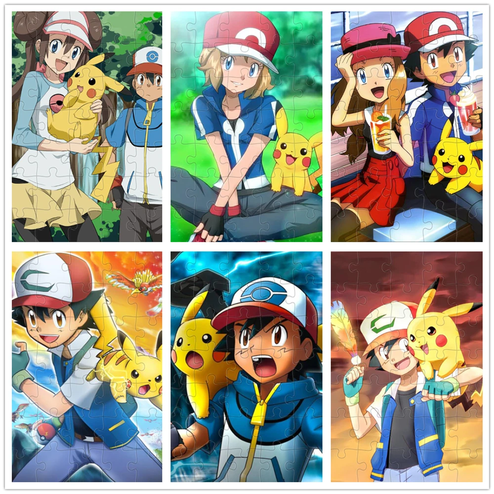 Pokemon Puzzles Pikachu Anime Cartoon 35 Pieces Jigsaw Puzzles for Adults Kids Educational Decompression Toys Family Game