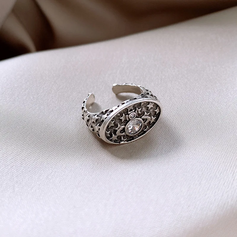 European And American Retro Zircon Oval Saturn Open Ring Fashion All-match  Female Jewelry 5