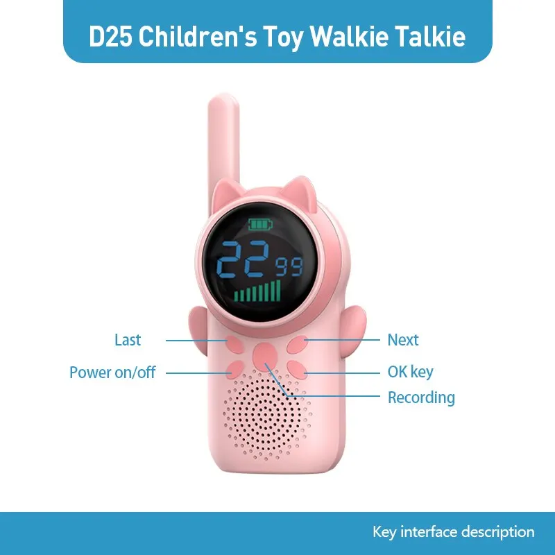 D25 Kinder Walkie Talkie Paare Geschenks pielzeug für Jungen und Mädchen, 8/Kanäle, LED-Taschenlampe