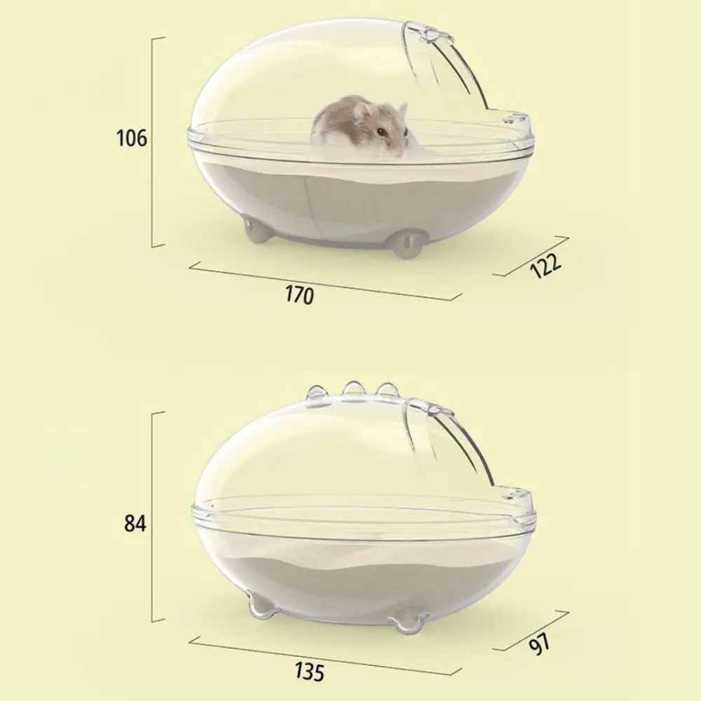Portable Dinosaur Style Hamster Bathtub Transparent PET Sand Bath Box Splash Proof Plastic Hamsters Bathroom for Small Animals