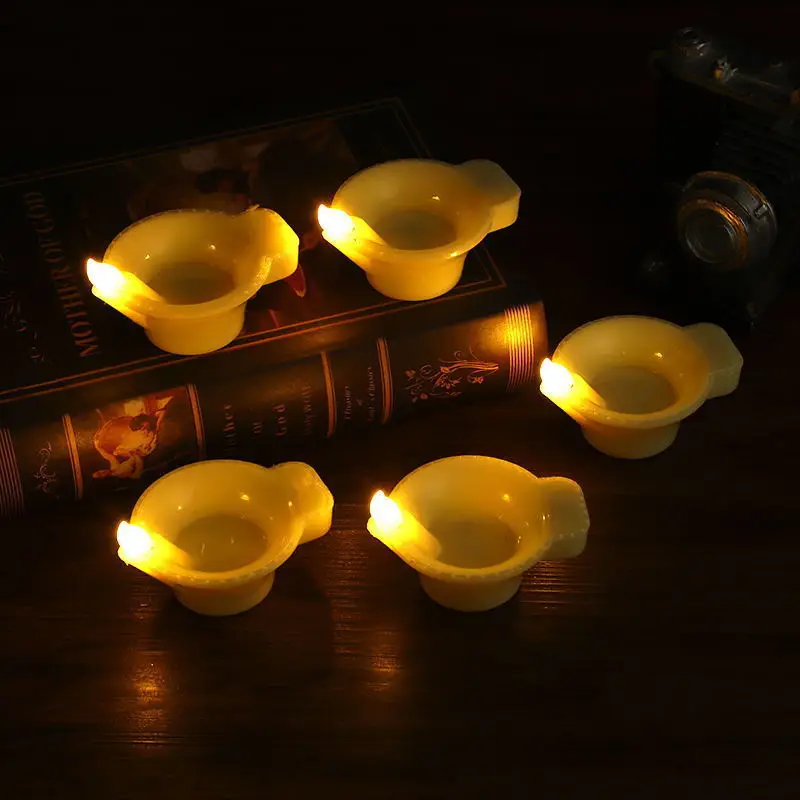 

10 pcs Indian Puja Oil Lamp LED Environment Protection Candle for Diwali
