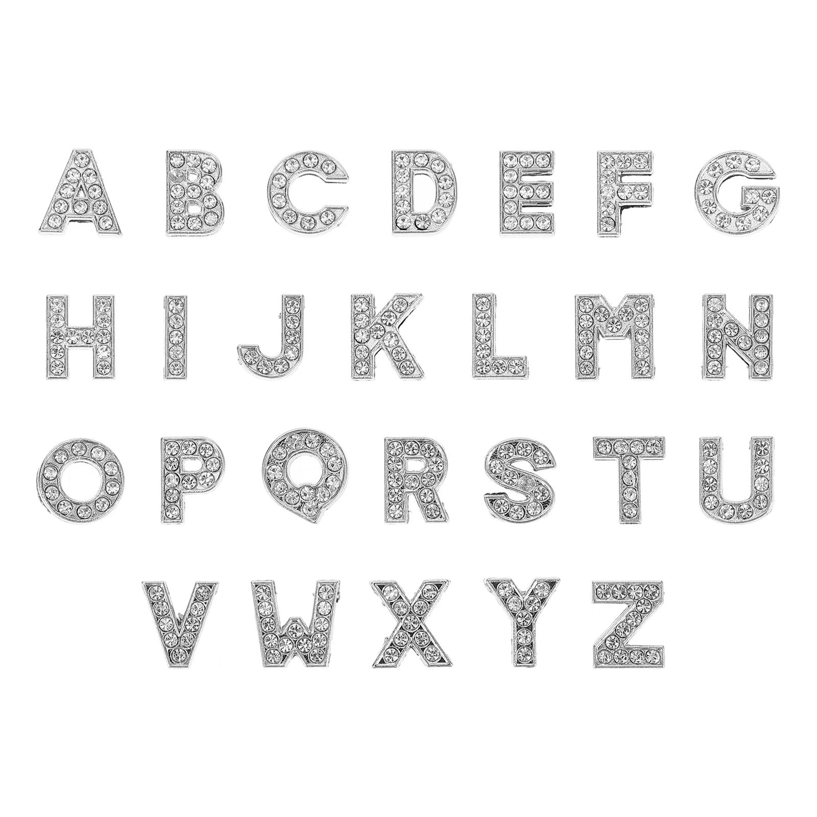 

26 Pcs Key Fob Rhinestone Alphabet Beads A-Z Charm Pendant for Jewelry Making Accessories Alloy Letter