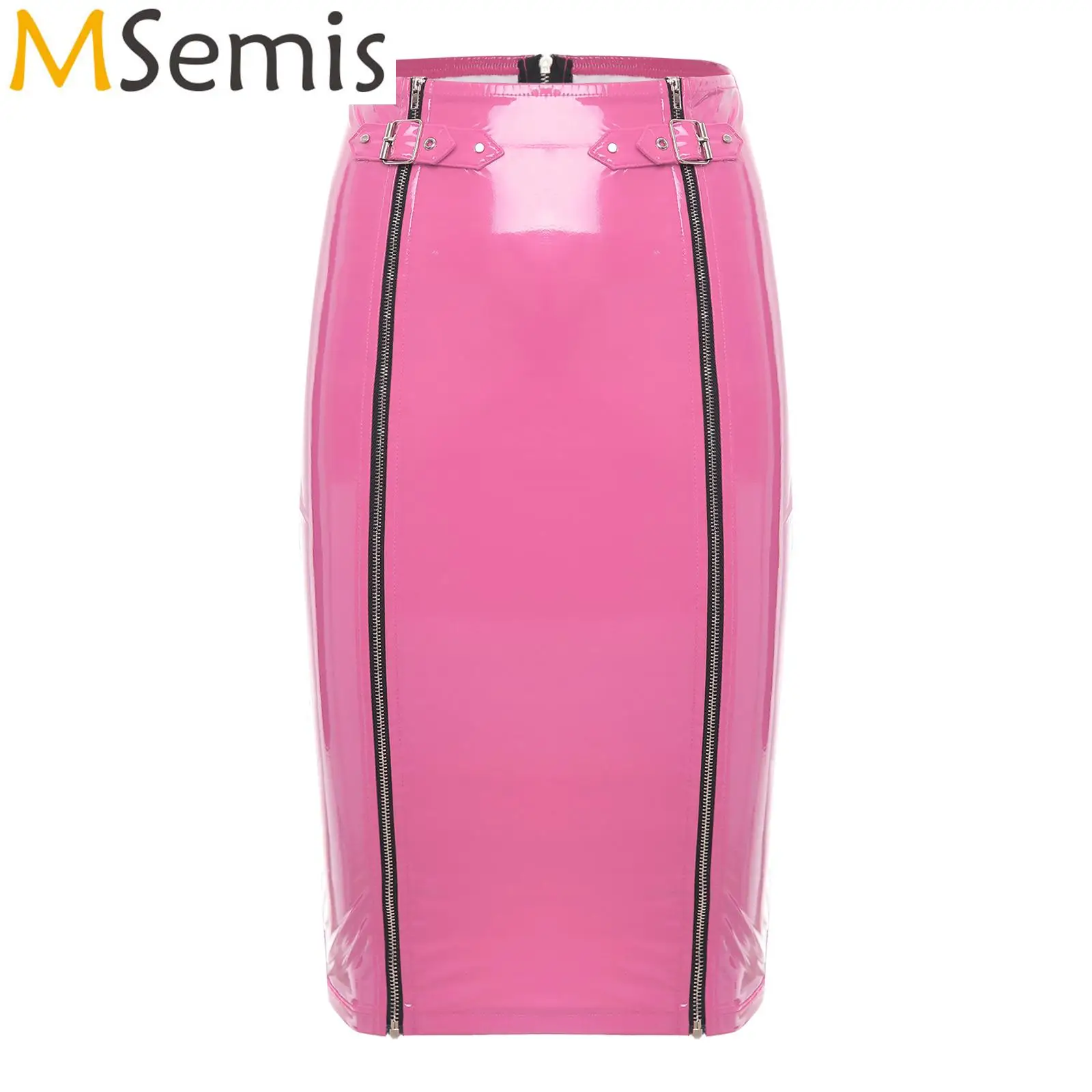 Sexy Womens High Waist Bodycon Skirt with Adjustable Buckles Knee