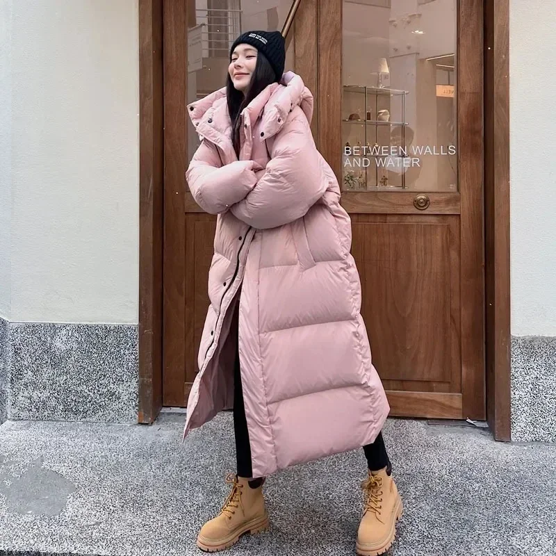 

Warm Winter Pink Hooded Long Parka Chaqueta Thick Windproof Parca Overcoat Casual Snow Wear Cotton Padded Women Jaqueta New