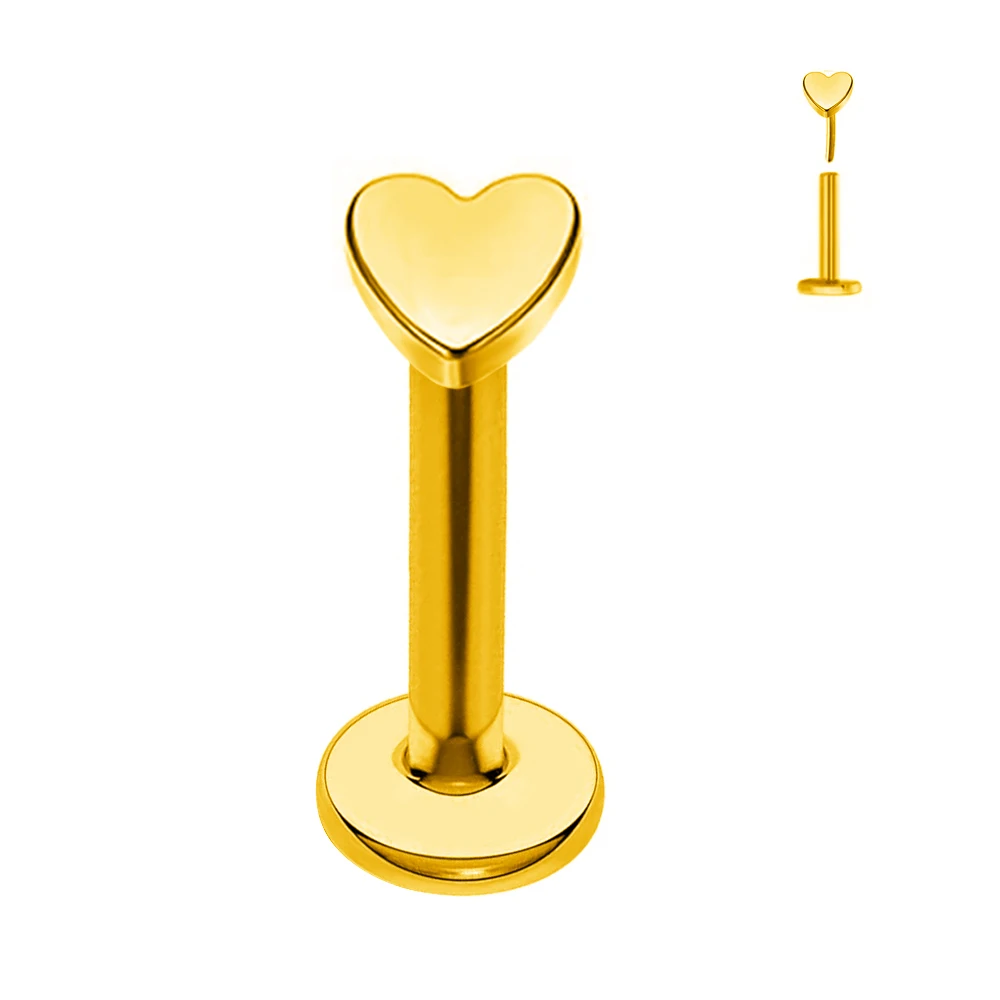 ASTM F136 G23 Titanium The ball Tragus Earring Threadless Piercing Heart Cubic zirconia Pin Daith Conch Push in Labret Stud 4