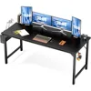 Computer Office Desk, 63 Inch Writing Work Study PC Wood Modern Desk with Storage Bag & Headphone Hook Simple Bedroom 1
