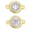 100pcs of Catholic Bracelet Rosary Connector Junction with Two Holes Saint Benedict Medal 1