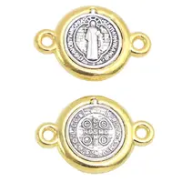 100pcs of Catholic Bracelet Rosary Connector Junction with Two Holes Saint Benedict Medal 1