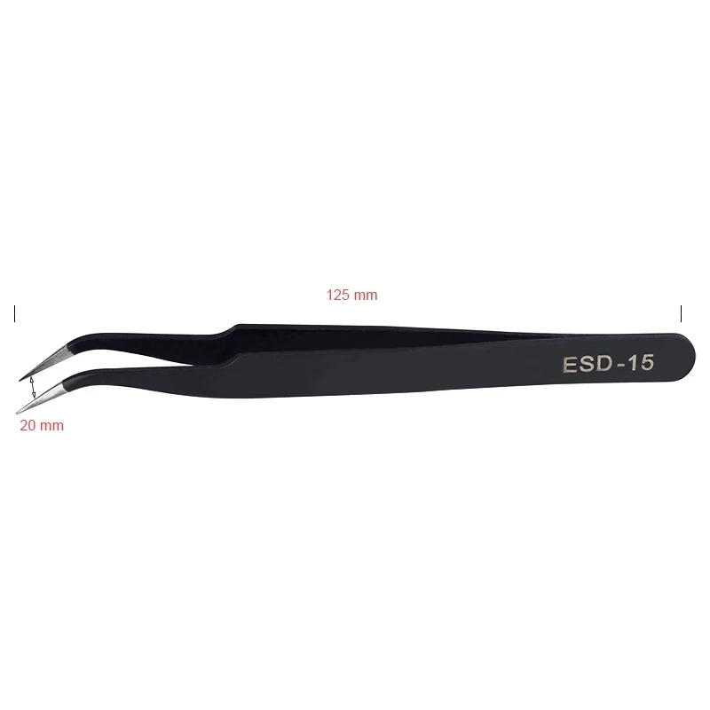 JCD Anti-static ESD Stainless Steel Tweezers Maintenance Tools Industrial Precision Curved Straight Tweezers Solder Repair Tools