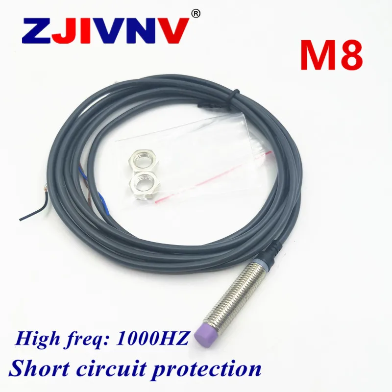 

5 шт., индуктивный датчик приближения M8 без подмытия PNP/NPN NO/NC DC10-30V, высокая частота 1 кГц, защита от короткого замыкания