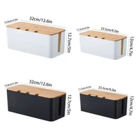 Large Cable Management Box – Wooden Style Cord Organizer and Cover for TV Wires, Computer, USB Hub and Under Desk Power Strip – 1