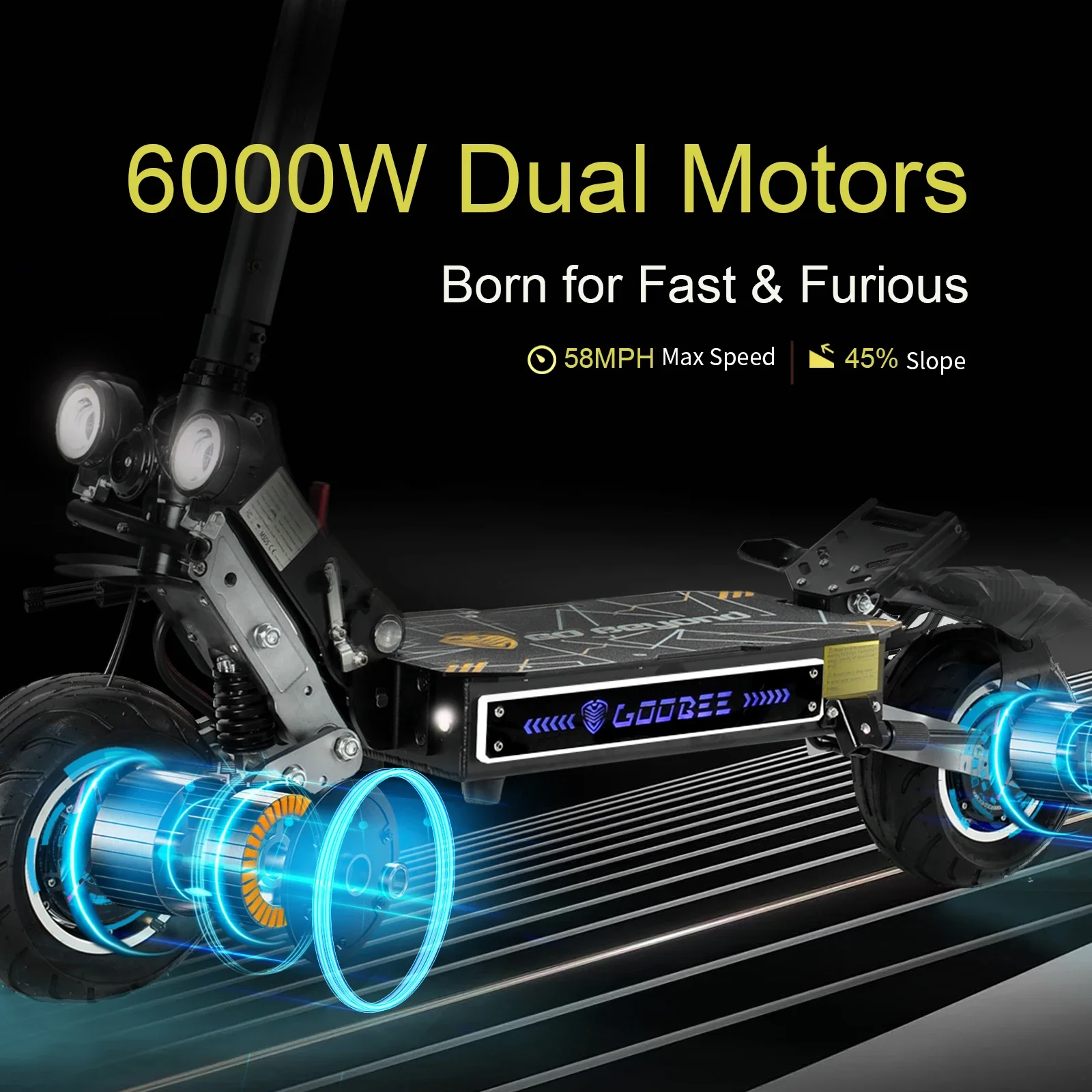 ZonDoo Pro 11Inch Electric Scooter 60V 6000W 38AH Dual Motors 95KM/H Max Speed 90 110km Max mileage