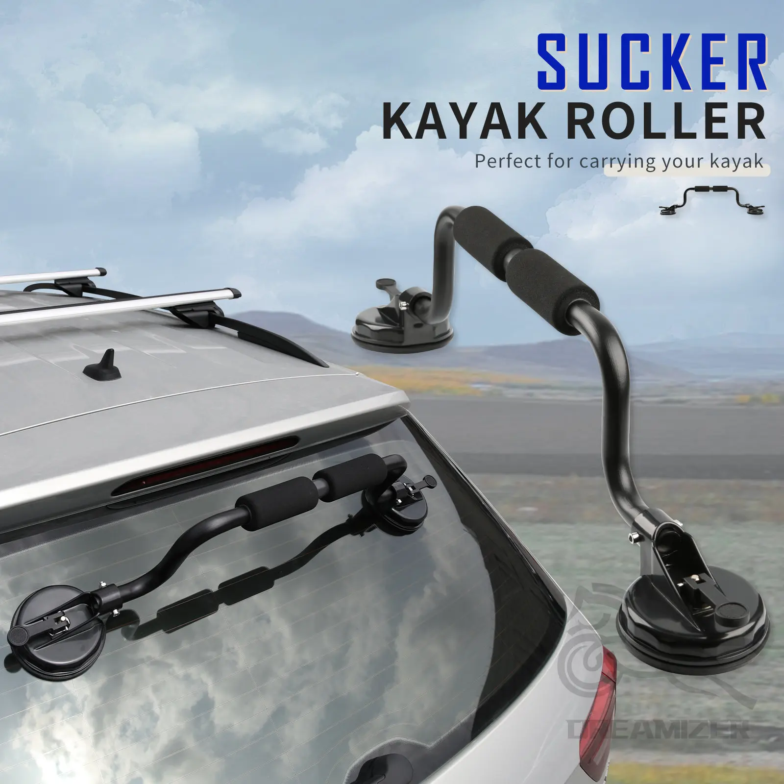 

30.5'' Kayak Roller Boat Load Assist Car Roof Rack Heavy-Duty Suction Cup Mount Roller Transport Holder Bracket Car Roof Loader