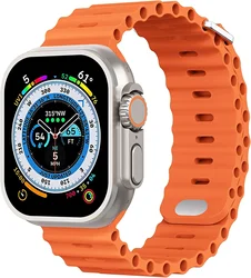 Ocean Silicone Strap for Smartwatch - Durable and Stylish Wristband Bracelet (Official orange)