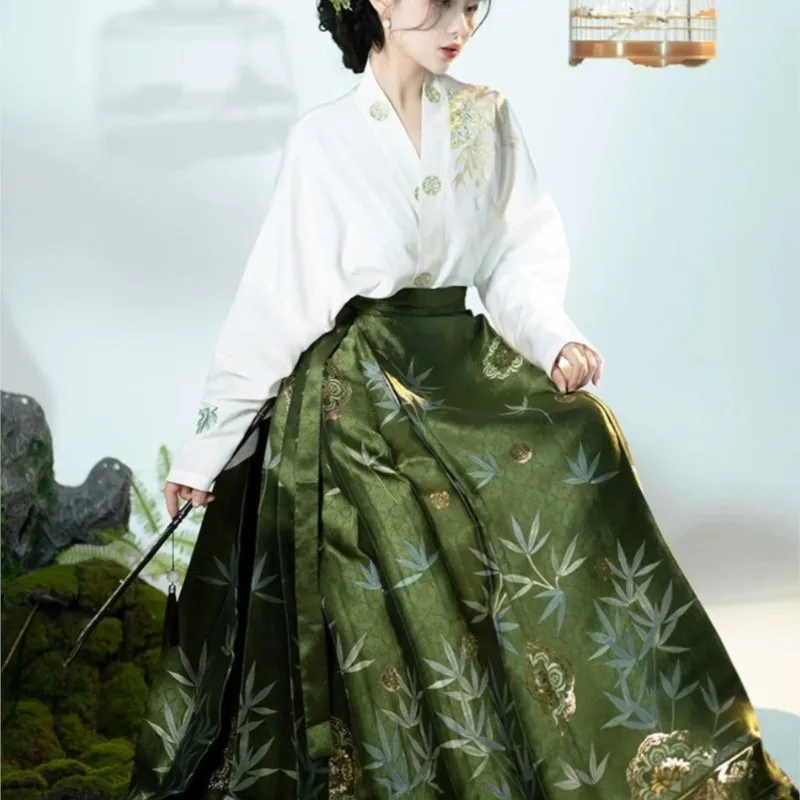 

Chinese Style Original Ming Hanfu Dress Women's Horse Face Skirt Aircraft Sleeve Improved Hanfu Spring Autumn Costume