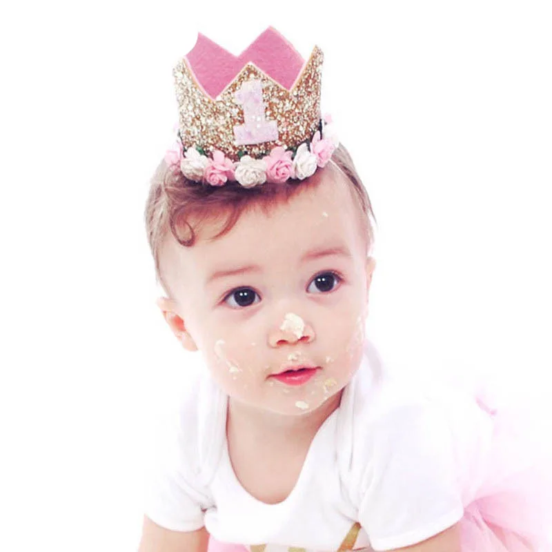 Birthday Crown Baby Party Hat Princess Headband 1 Year Birthday Decorations Baby Shower 1st 2nd 3rd Party Supplies