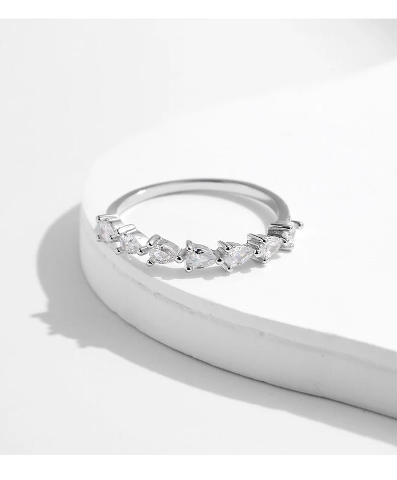 MODIAN Echter 925er Sterlingsilber, einfacher Wassertropfen, Birne, CZ-Fingerring, Krappenfassung, stapelbarer Ring für Frauen, Geschenk, edler Schmuck – Detail 8