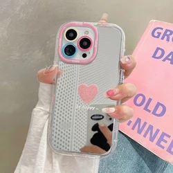 Lovely Love Butterfly Makeup Mirror Silicone Bumper Case - Cute Y2K Back Cover - iPhone 14 Plus (A)