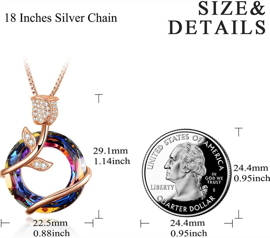 Rose Flower Necklace Sterling Silver Love - Image 6