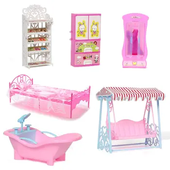 Mini Living Room Decoration Accessories For Dolls Miniature Furniture Dollhouse Furniture Wardrobe/Bed/Shoe rack