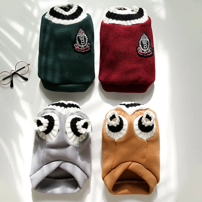 Dog Cat Sweater College Style V-neck Teddy knitted Vest Pet Puppy Winter Warm Clothes Apperal for Small Medium Large Dogs Cats