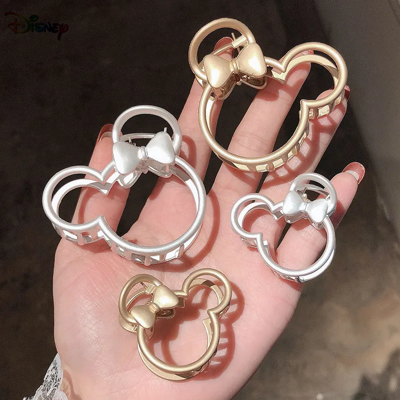 Hair Accessories Disney Cute Hair Claws Clip Hollow Bow Anime Mickey Kawaii Fashion Cartoon Minnie Mouse Hairpin Metal Grab Clip for Girls Gift