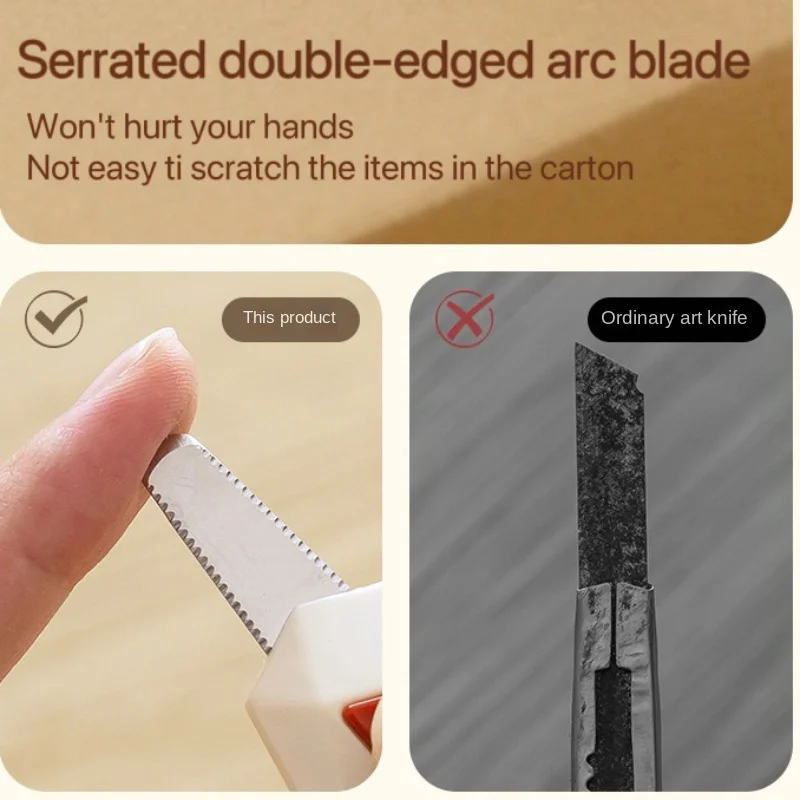 3Pcs secure portable box cutter with key chain-self-retracting, magnetic refrigerator hook for easy access to parcels, letters