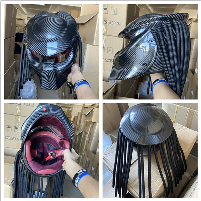 SOMAN Black Predator Helmet Full Face Retro Casco da Moto Ironman Moto  Street Gear DOT ECE approvato Cool Casco Moto|Helmets| - AliExpress
