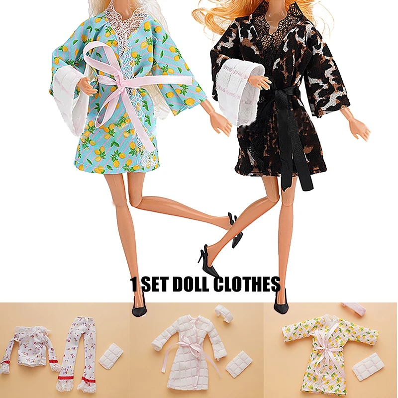 

1 Set Doll Clothes Bathrobe Mulitcolor Dress Headscarf Towel set Doll clothes for women For 11.8inch Dolls 1/6 Doll Accessories