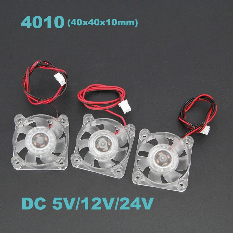 4010 40x40x10mm Hydraulic Bearing 2pin DC 5v 12v 24v Cooling Fan Transparent LED Iight Emitting cooling fan,gaming cooling fan