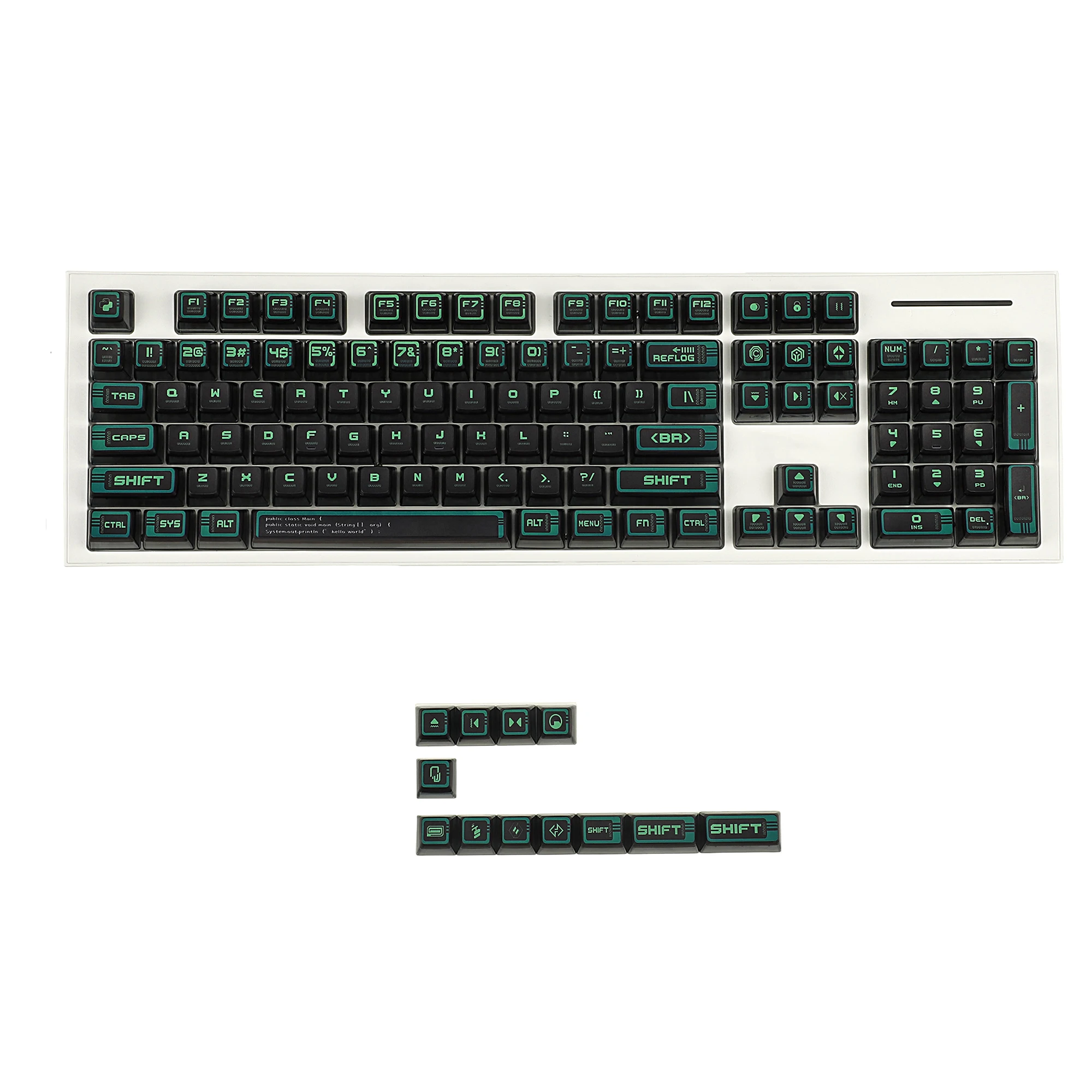 Ymdk-green Cyber Estilo Pbt Pudim Backlit Smoky Keycaps Asa Perfil para Teclado Mecânico mx 104 96 87 84 68