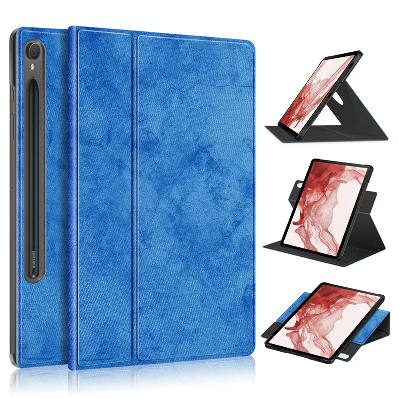Enhanced Soft Fabric 360° Rotating Stand Smart Cover