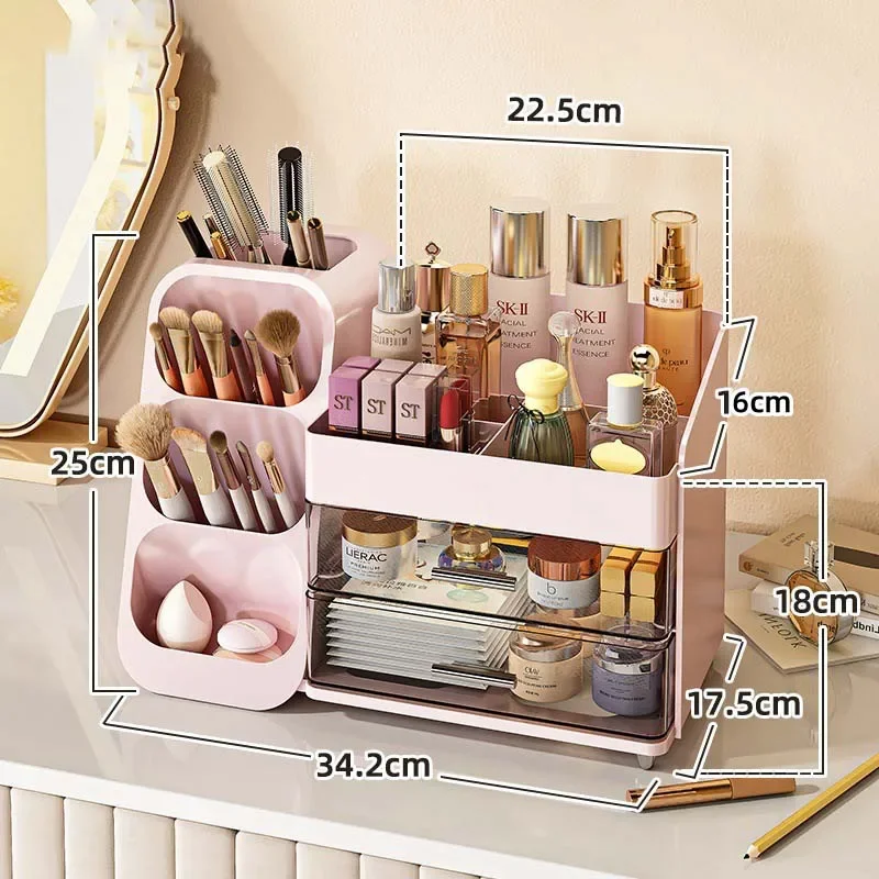 25N 1PC cosmetics storage box Pen holder Dresser Desktop large capacity makeup brush lipstick eyeshadow powder puff storage rack 5
