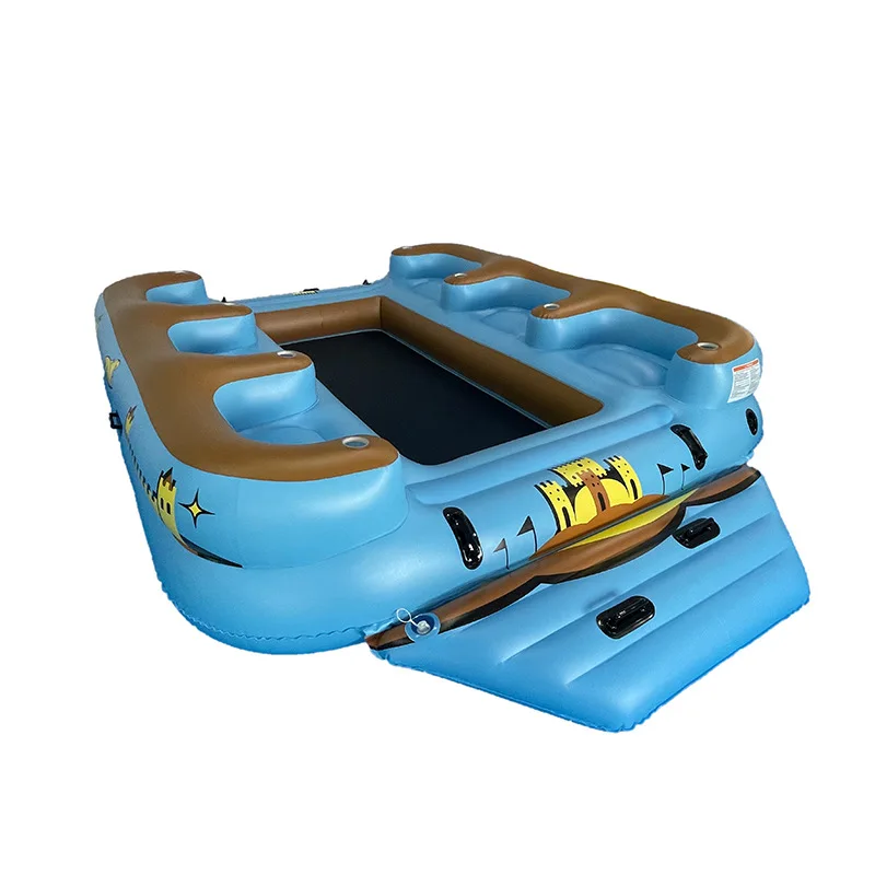 Pvc Comfort Backrest 6 Person Party Floating Island Multiposition